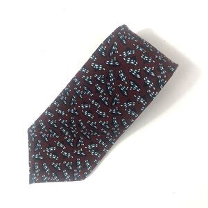 Preswick & Moore TALL MAN All Silk Burgundy Abstract Geometric Tie Vintage Long